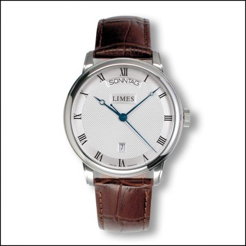 Pharo DayDate - silvered / brown leather strap