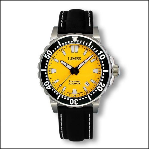 1Tausend Automatic Yellow - Leather strap