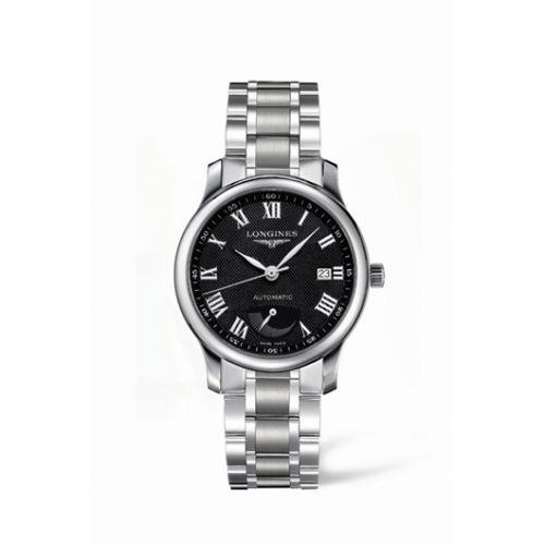 Master Collection 38.5mm Power Reserve Stainless Steel / Black-Roman / Bracelet