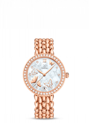 De Ville Prestige Dewdrop Co-Axial 32.7 Red Gold / MOP Butterfly / Diamond / Bracelet