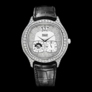 Emperador Coussin Dual Time Zone White Gold Diamond