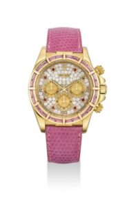 Daytona Zenith Yellow Gold Pink Sapphire Paved
