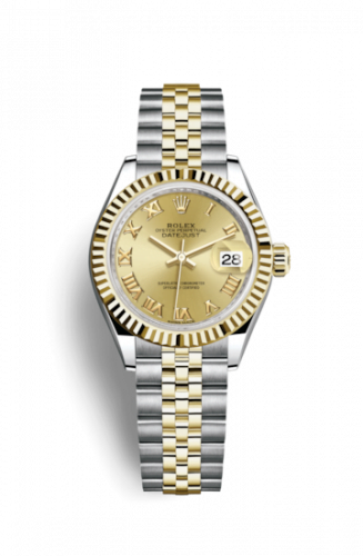 Lady-Datejust 28 Rolesor Yellow Fluted / Jubilee / Champagne Roman