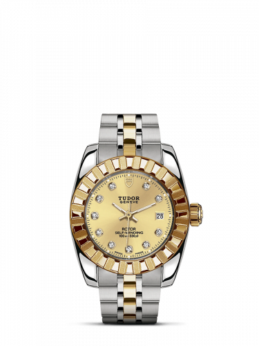 Classic 28 Stainless Steel / Yellow Gold / Fluted / Champagne-Diamond / Bracelet