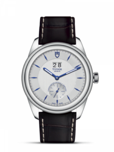 Glamour Double Date Stainless Steel / Silver-Blue / Strap