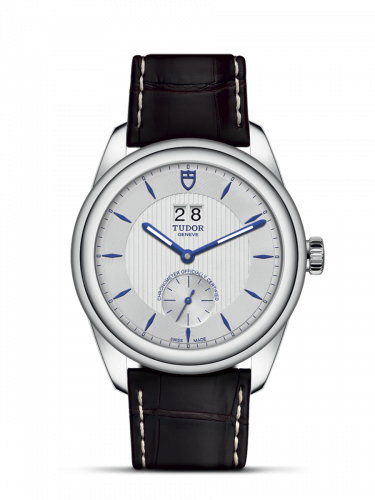 Glamour Double Date Stainless Steel / Silver-Blue / Strap
