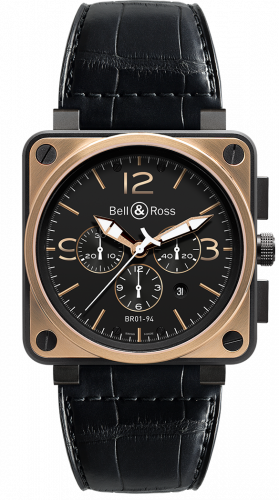 BR 01 94 Pink Gold & Carbon Officer Chronograph