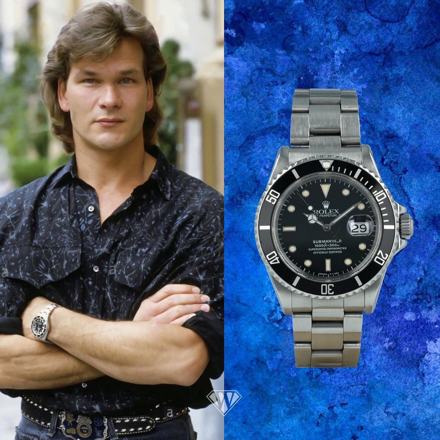 Patrick Swayze - Rolex Submariner 'Date' in stainless steel - Sup