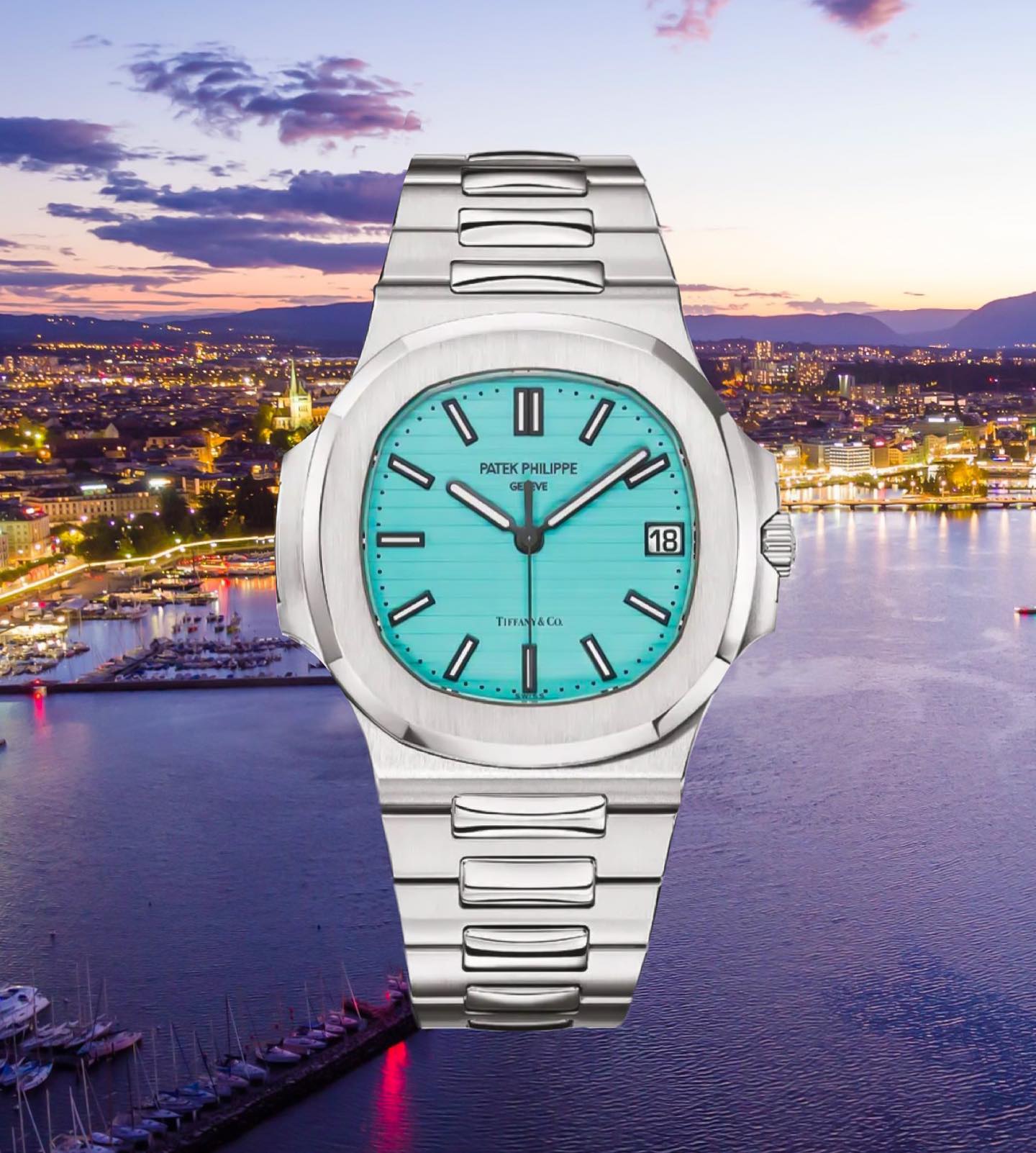 Patek Philippe Nautilus with a turquoise 'Tiffany & Co' dial 